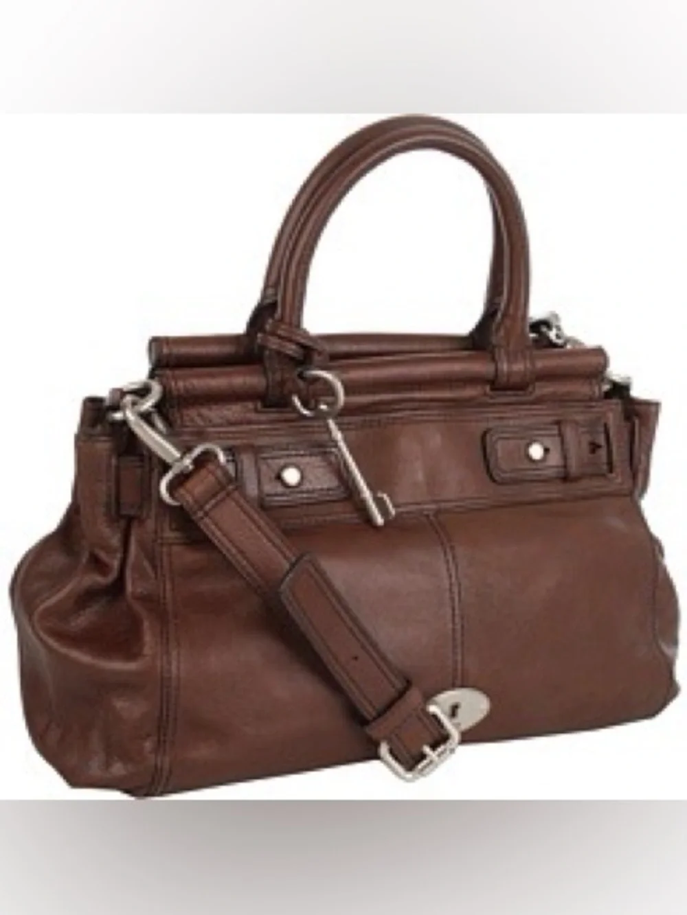 Y2K Fossil Maddox Large Leather Satchel Dark Chocolate Shoulder Crossbody Bag 🤎